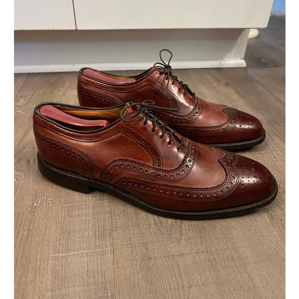 Allen Edmunds Fairhaven Brogue Brown Wingtip Dress Shoes